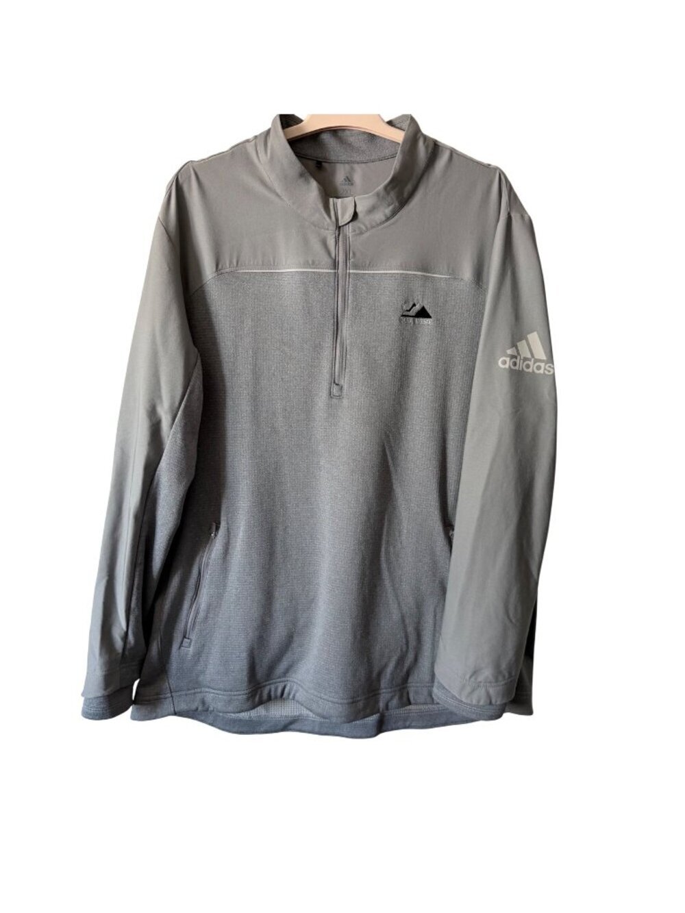 Adidas Mens 2XL Gray PGA West Golf 1/4 Zip Pullover Sweater Long Sleeve Lightwei